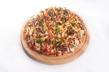 Delicious ready to eat pizza isolated white background junk food