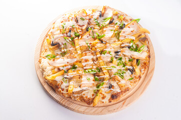 Delicious ready to eat pizza isolated white background junk food