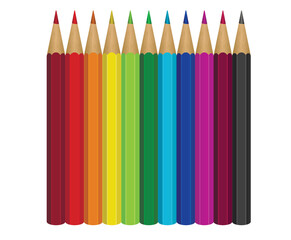 Colored pencils set with soft shadow. Mock up pencil.