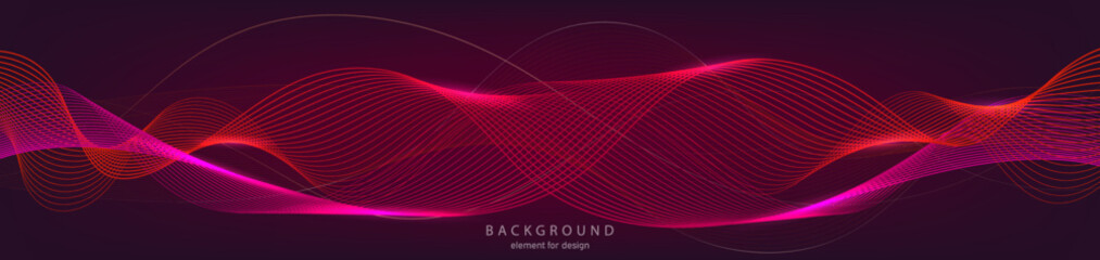 Abstract wave background. Element for design. Digital frequency track equalizer. Backdrop colorful shiny wave. Stylized line art. Curved wavy line smooth stripe Vector