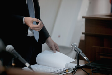 trial in the courtroom of the Russian Federation - obrazy, fototapety, plakaty