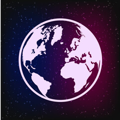 world globe icon on color space background vector illustration
