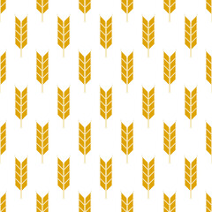 An ear of wheat seamless pattern. Harvest wheat grain. Template organic wheat, bread agriculture and natural eat. Design for print on fabric, wrapping paper, packaging. Vector illustration