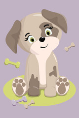 Cute puppy. Funny illustration of a dog. Dog's Baby