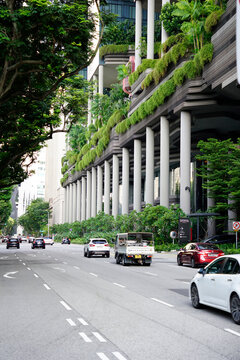 Cars passing by Pickering Street outside ParkRoyal Collection Hotel in Singapore, Singapore on August 10, 2022