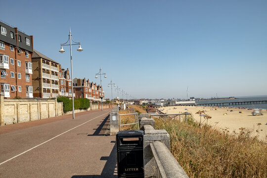 The promenade or esplanade in the seaside town of Lowestoft on the Suffolk coast. Captured on a bright and sunny day