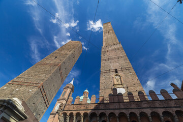 Bologna, Italy - August 21, 2022: daylight cityscape of Bologna with the Two Towers, no people are visible. © CesareFerrari