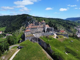 Fototapeta na wymiar drone photo Château de Joux Jura france europe 