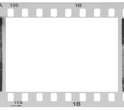 A black and white negative 35mm film frame.