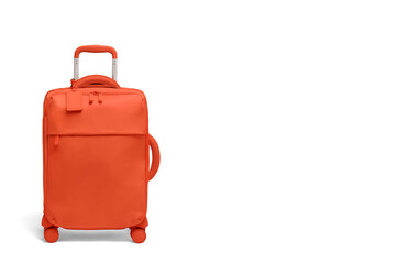 Orange suitcase isolated on white background