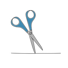 Continuous line drawing of scissors. Vector illustration