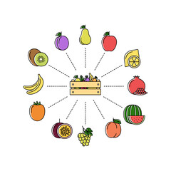 Online store with fruits. Shopping concept, vector illustration