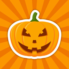 Note sticker with Halloween Pumpkin, vector