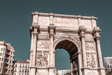 Fototapeta na wymiar Triumphal arch, Porte d'Aix in the city of Marseille, France