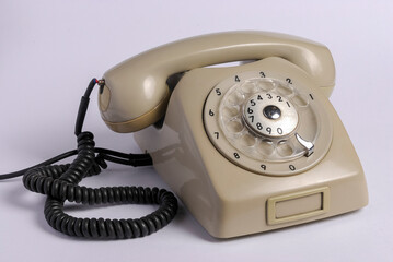 Gray telephone, classic vintage isolated on white background