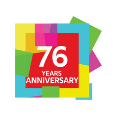 76 years, for anniversary and celebration logo, vector design on colorful geometric background