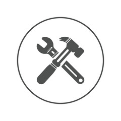 Construction hammer and range icon | Circle version icon |