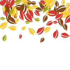 Falling autumn leaves. Red, yellow, green, brown c