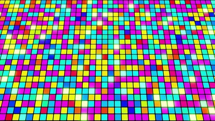3d abstract simple geometric background with multicolor cubes flash neon light. Cubes form a flat structure. Creative simple motion design bg with 3d objects. 3d render
