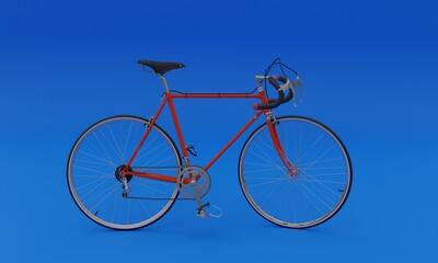 3d illustration red bike blue background 3d rendering