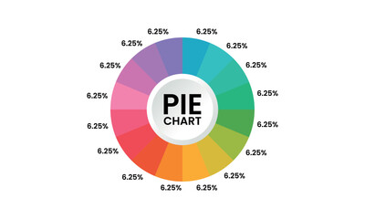 colorful percent pie chart vector, multicolor percent pie chart