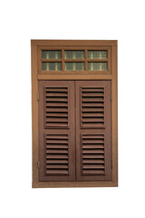 old vintage window worn wooden door isolated