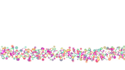 Colorful light balls border with bokeh isolated on transparency