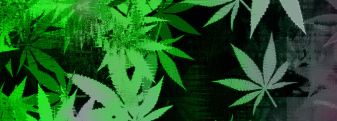 Naklejka na ściany i meble Abstract psychedelic cannabis leaf pattern background image.