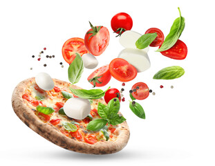 Delicious pizza on white background