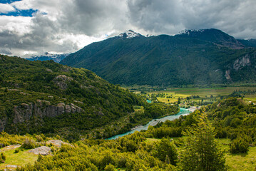 landscape in the mountains in Futaleufu, Chile