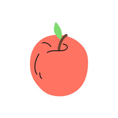 Red Apple. Flat vector illustration isolated on white background