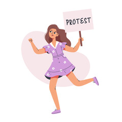 womens protest pro-choice activists. Protest concept . Flat vector illustration isolated on white background
