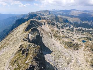 Aerial view of Rila Mountain near Lovnitsa peak, Bulgaria