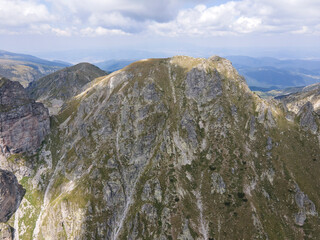 Aerial view of Rila Mountain near Lovnitsa peak, Bulgaria