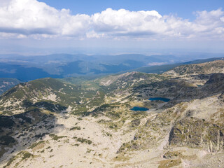 Aerial view of Rila Mountain near Lovnitsa peak, Bulgaria