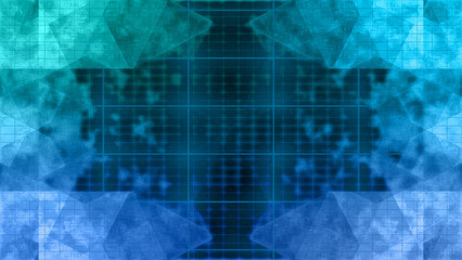 Abstract neon kaleidoscope pattern grid background image.