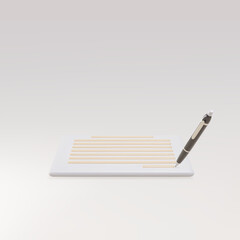 3d realistic documents and pens icon. Vector illustration.