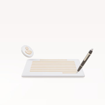 3d Copywriting, writing icon. Document and pens.