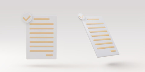 3d two realistic Documents icon. Stack of paper sheets. A confirmed or approved document. Business icon. Vector illustration.