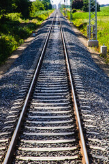Fototapeta premium train tracks slow travel concept
