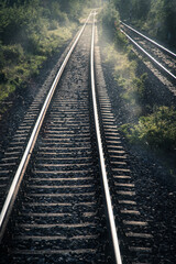 treinrails langzaam reizen concept
