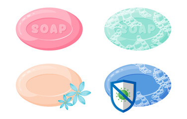 Soap vector icon set for web and mobile. Vector illustration cartoon flat icon isolated on white background.