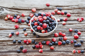 berries over wooden table