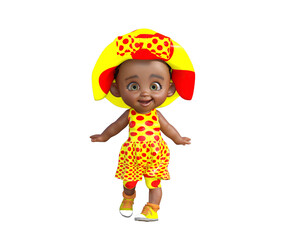 little girl with polka dot outfit