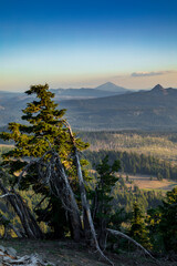 dramatic sunset in Crater Lake national park in Oregon