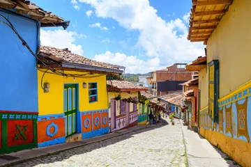 Foto op Canvas colorful street of guatape colonial town, colombia © jon_chica