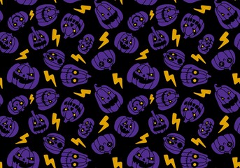 Halloween seamless pumpkins and witch hat and ghost pattern for fabrics and wrapping paper and clothes print 