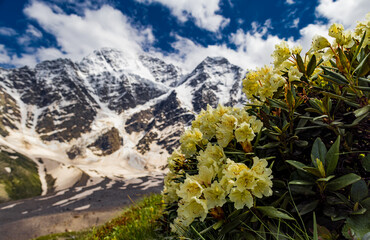 Beautiful mountain landscape. Alpine climbing. Sunset in the mountains. The Caucasus is a region spanning Europe and Asia. Elbrus region. Mountains landscape. 
