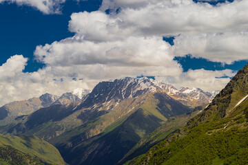 Beautiful mountain landscape. Alpine climbing. Sunset in the mountains. The Caucasus is a region...