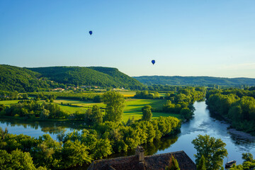 Hot air balloons near Beynac-et-Caz&eacute;nac, Dordogne